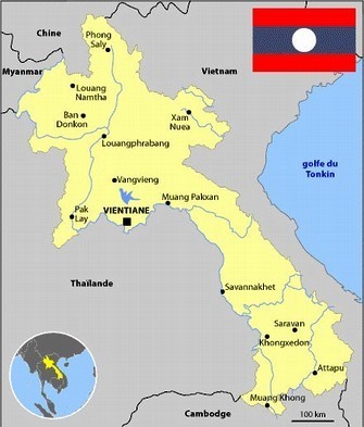 Map of Laos and Mekong region
